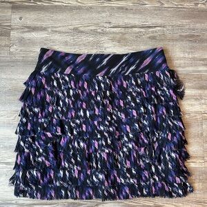 Ann Taylor Spring Ikat Tiered Skirt. COLOR: Deep Abyss